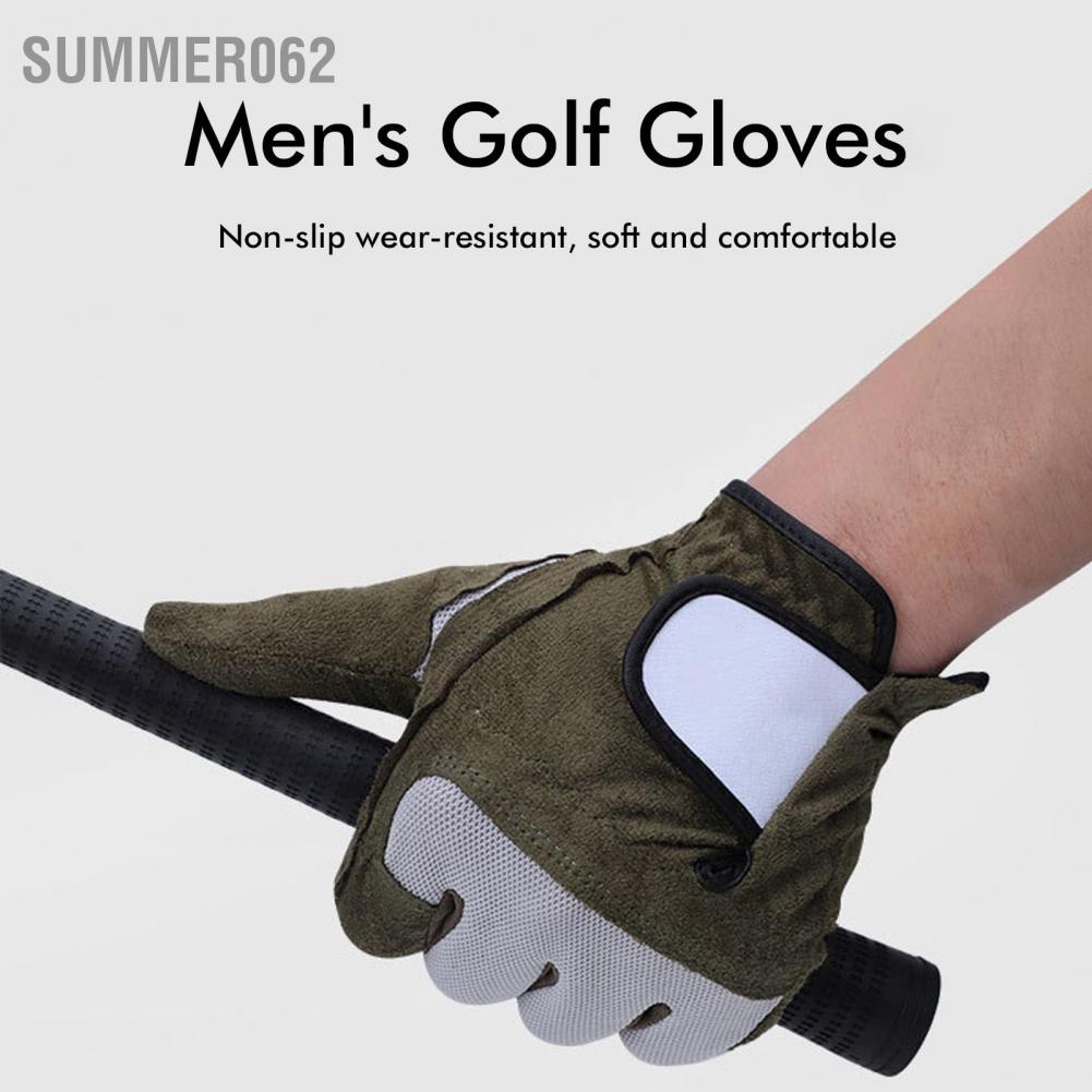Summer062 Men Golf Gloves Left Hand Microfiber Sweat Absorbent Soft Breathable Army Green