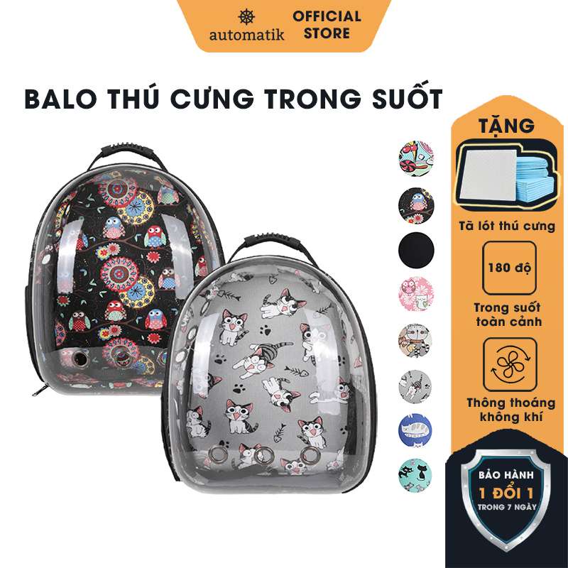 Balo Mèo Phi Hành Gia Trong Suốt, Túi Vận Chuyển Chó Mèo Thú Cưng + Tặng Lã Lót Cho Pet - Automatik