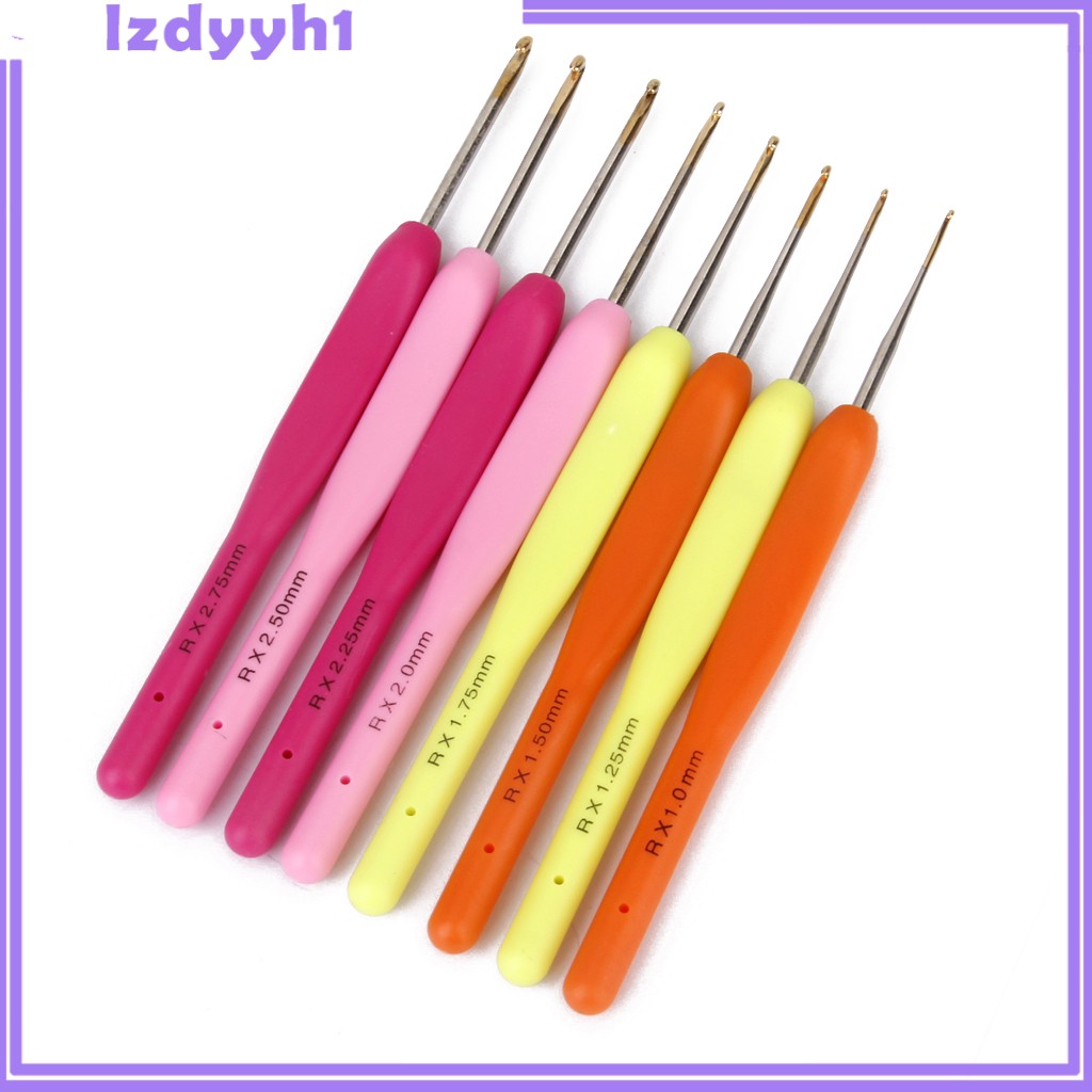 Set 8 Kim Móc Len Đầu Nhựa 1mm-2.75mm Nhiều Màu Sắc