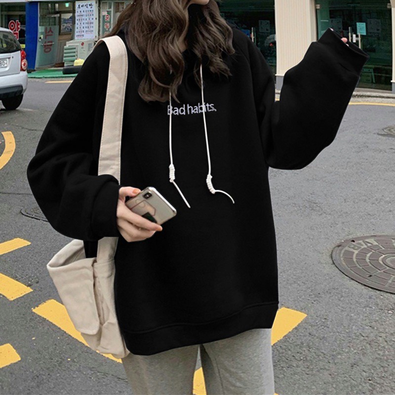 Áo hoodie nữ form rộng dày BAD HABBIT 2022
