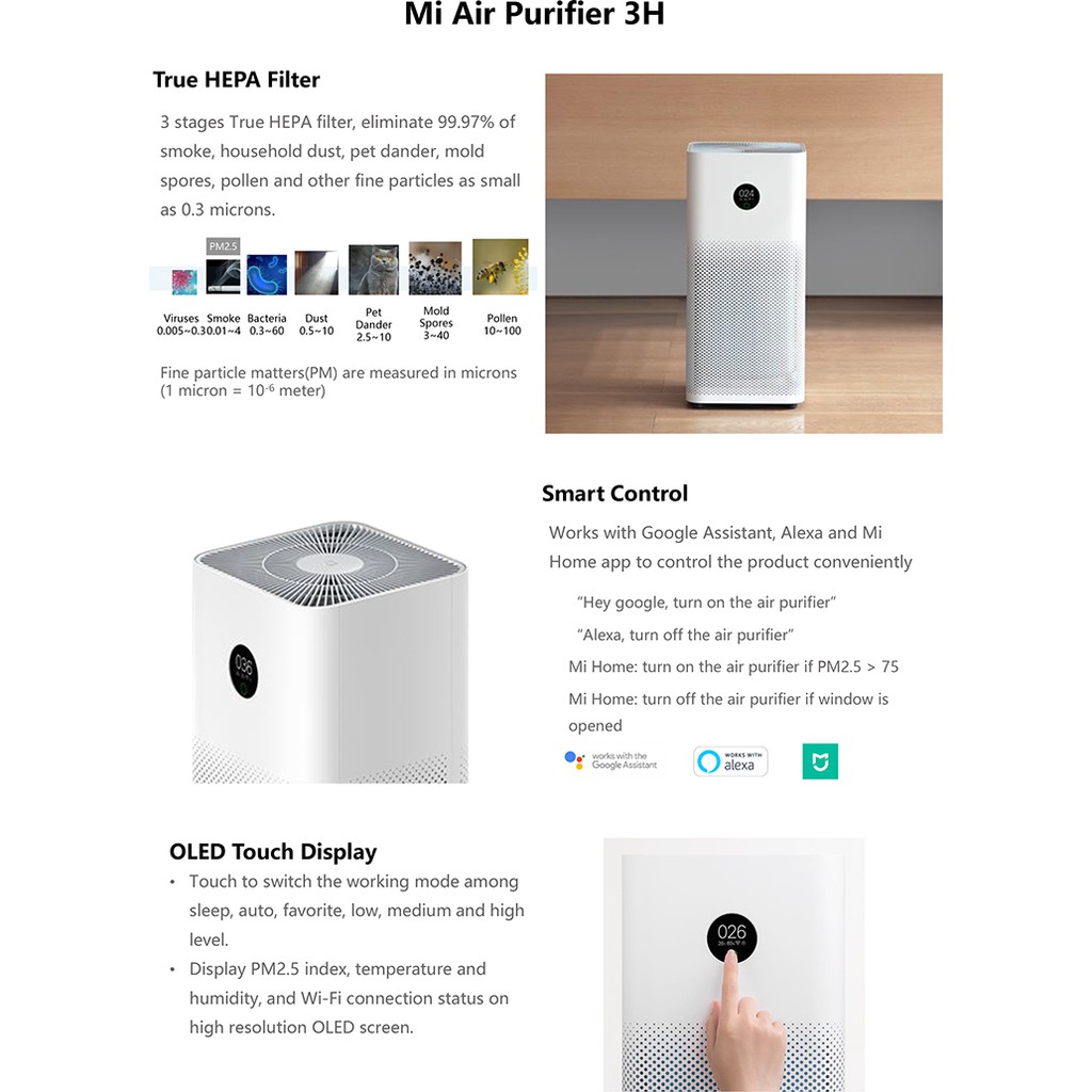 Máy lọc không khí Xiaomi 3H Mi Air Purifier bản quốc tế - FJY4031GL