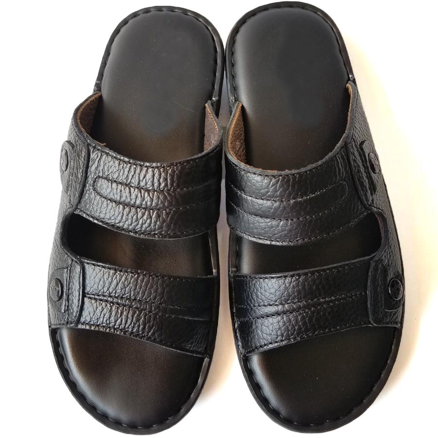 Dép Da Nam Da Bò, Dép Nam 2 Quai Da Bò Thật Cao Cấp HKT Shop DN256