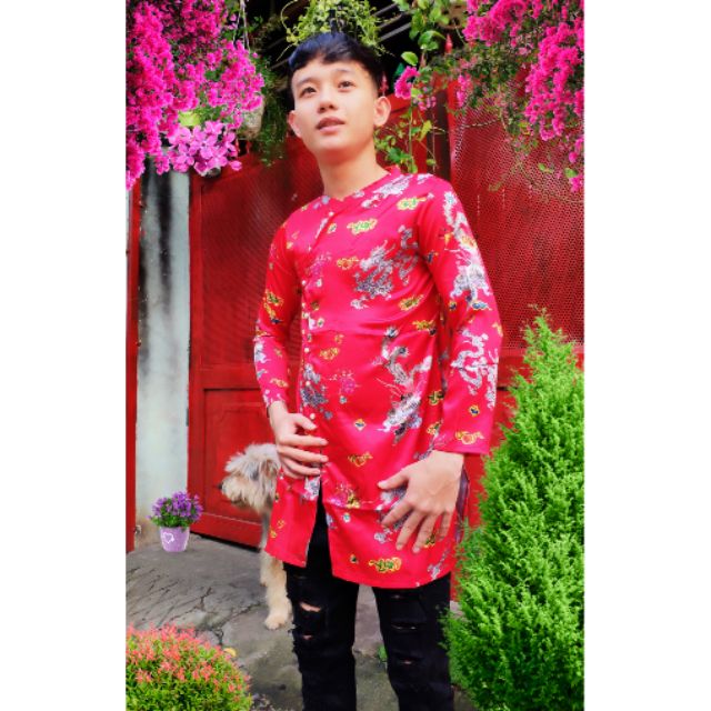 Áo dài bé trai rồng phụng