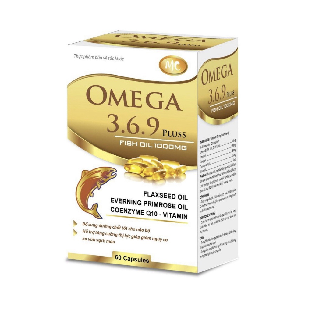 Viên dầu cá O.me.ga 3.6.9 Pluss Fish oil bổ não, sáng mắt, khỏe mạnh tim mạch - 60 viên