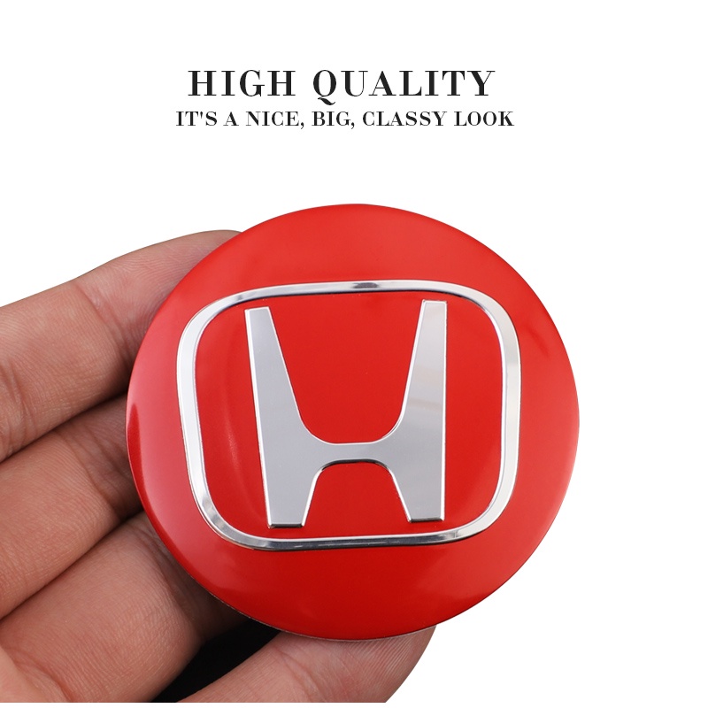 Set 4 Miếng Dán Kim Loại 56mm Trang Trí Trục Bánh Xe Hơi Honda Civic Accord Fit City Vezel CRV Odyssey Jazz Insight