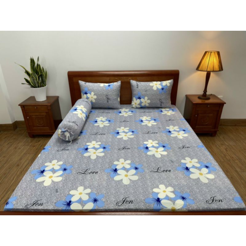 Bộ ga gối thun lạnh  in Hàn Quốc dành cho nệm từ 5 đến 30cm