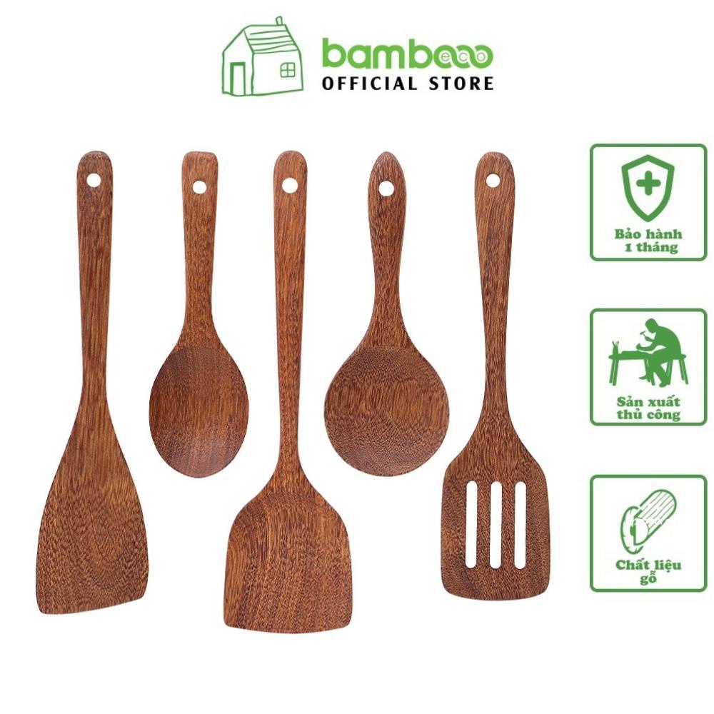 Muỗng gỗ tre BAMBOOO ECO thìa xào nấu chống dính chịu nhiệt tiện lợi nhiều kích thước sản dùng trong nhà bếp nhà hàng