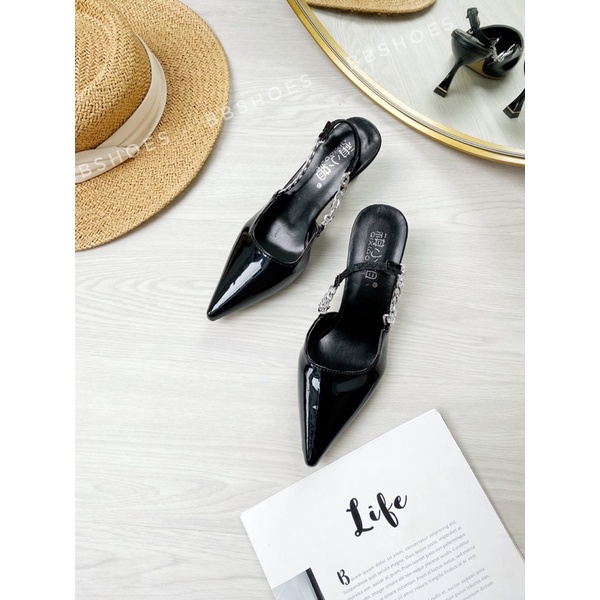 Giày slingback phối xích