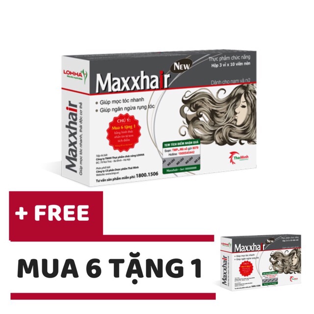 (6 tặng 1) Maxxhair kích thích mọc tóc, ngăn ngừa tóc rụng