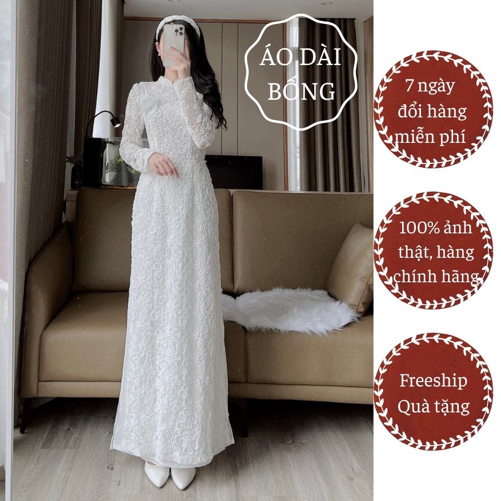 Áo dài ren thừng bốn lớp thiết kế cao cấp dành cho dự tiệc may sẵn ( Inbox tư vấn size)