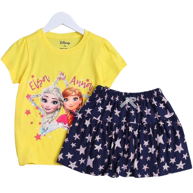 Áo Váy Bé Gái 17-45 Kg Set Áo Cộc Tay Chân Váy Xòe Kèm Quần Cotton Mềm Mịn Mát In Hình Công Chúa Pony Homie Kids