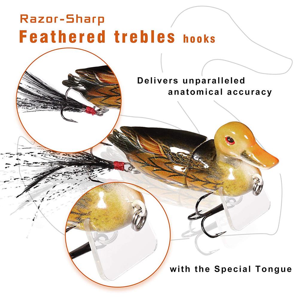 MUVAKO Mồi Câu Cá Giả Hình Con Vịt 3D Sống Động