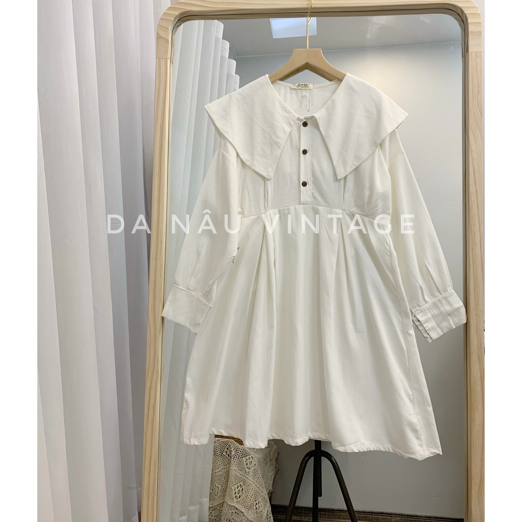 váy đầm babydoll cổ thuỷ thủ freesize 3 màu trắng , đen, xanh bơ hàng quảng châu cao cấp phong cách ulzzang