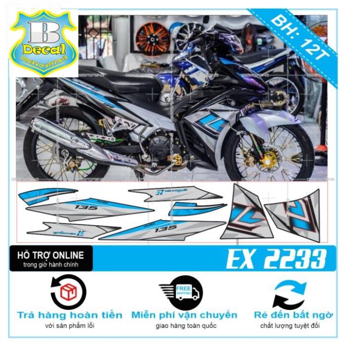 ( Quí khách vui lòng mang ra tiệm cho thợ dán ) Tem EX 2011 LC XANH ĐEN 2033 [Bi Decal]