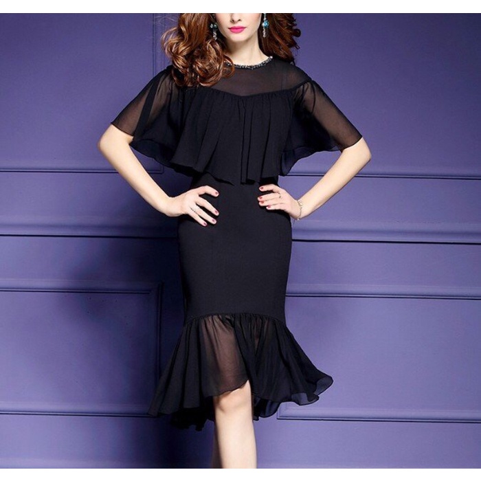 GOTI - Đầm Ôm Dự Tiệc Cao Cấp Trung Niên Dáng Đuôi Cá Tặng Mẹ U40 U50 3144