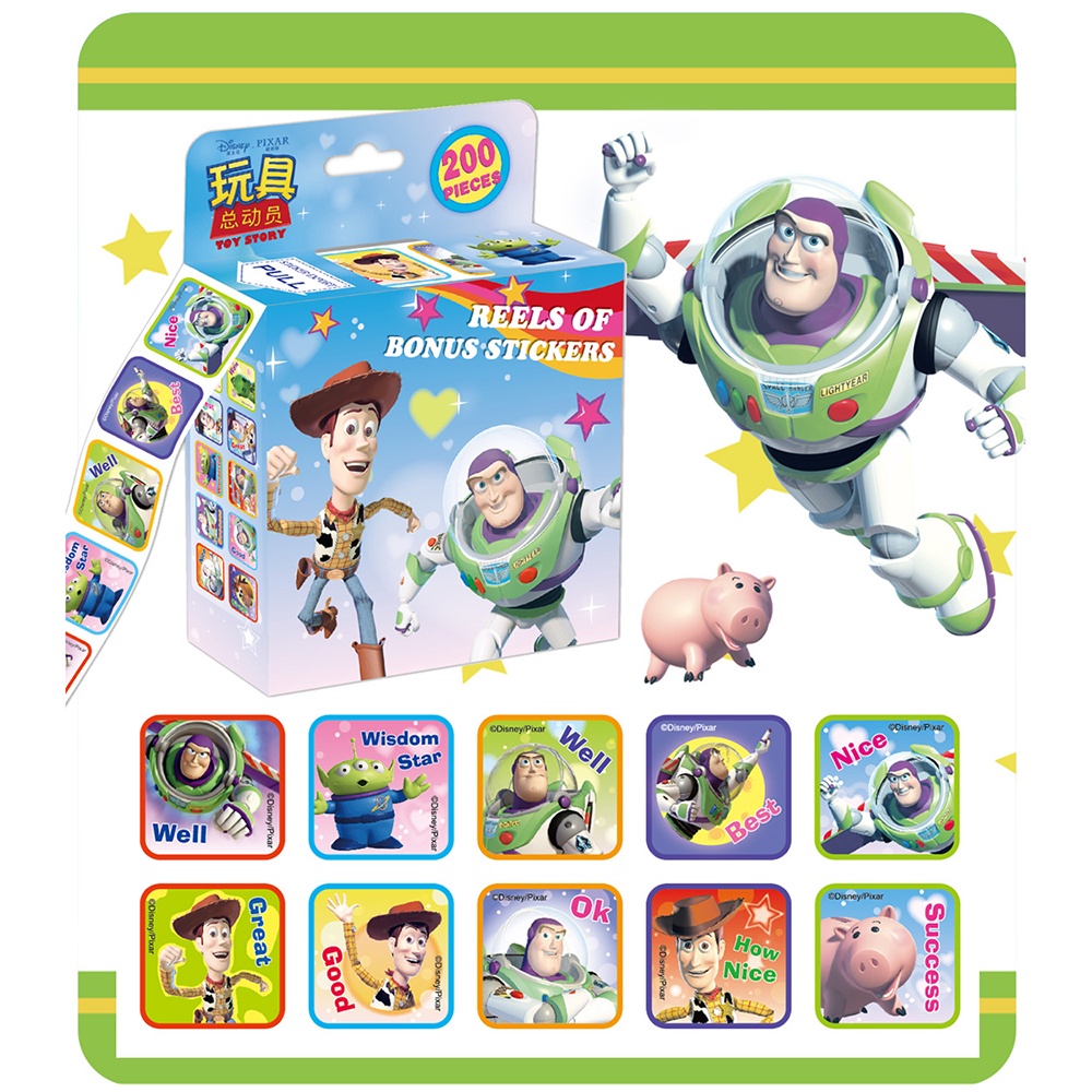 Cuộn 200 Sticker Hoạt Hình Xinh Xắn Dùng Trong Trang Trí