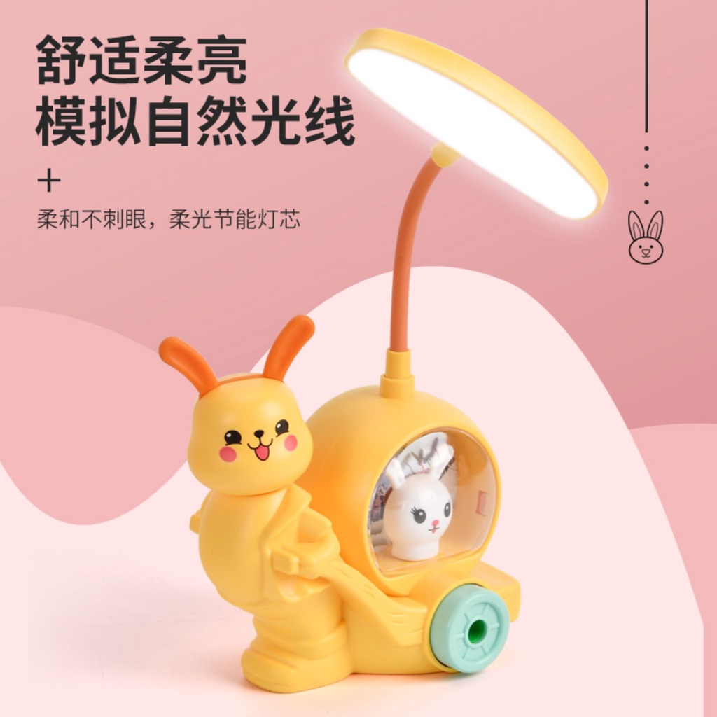 Đèn học kiêm đèn ngủ trang trí hình mèo dễ thương cổng sạc usb tích điện có đầu gọt bút chì cho bé