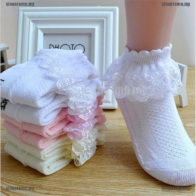 Vớ Cotton Phối Ren Phong Cách Công Chúa Cho Bé Gái