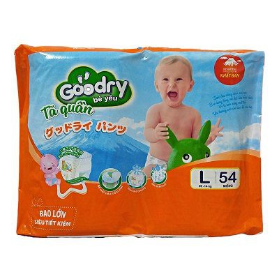 Tã|Bĩm Quần Goodry size L gói 54 miếng [ Tặng thêm 8 miếng], cho bé từ 9 - 14kg