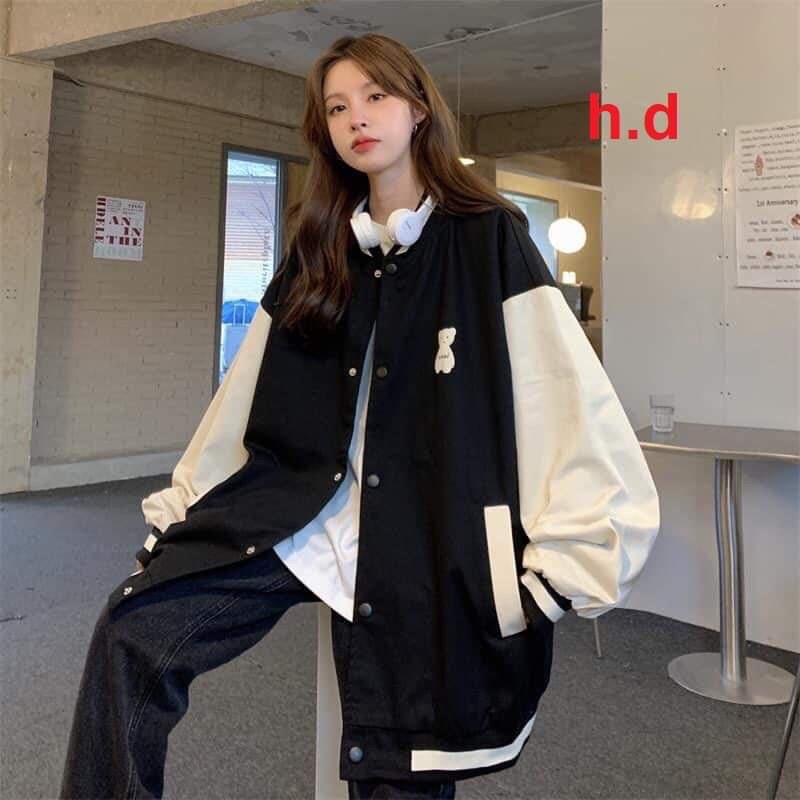 Áo Khoác Bomber Jacket Gấu SaTu form thụng nam nữ unisex❤ Chất nỉ form &lt;55kg☘️Áo bóng chày☘️phong cách thể thao Hàn