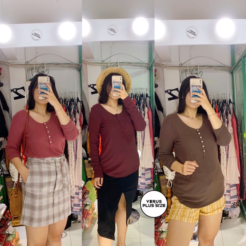 Áo thun gân henley ana bigsize tay dài