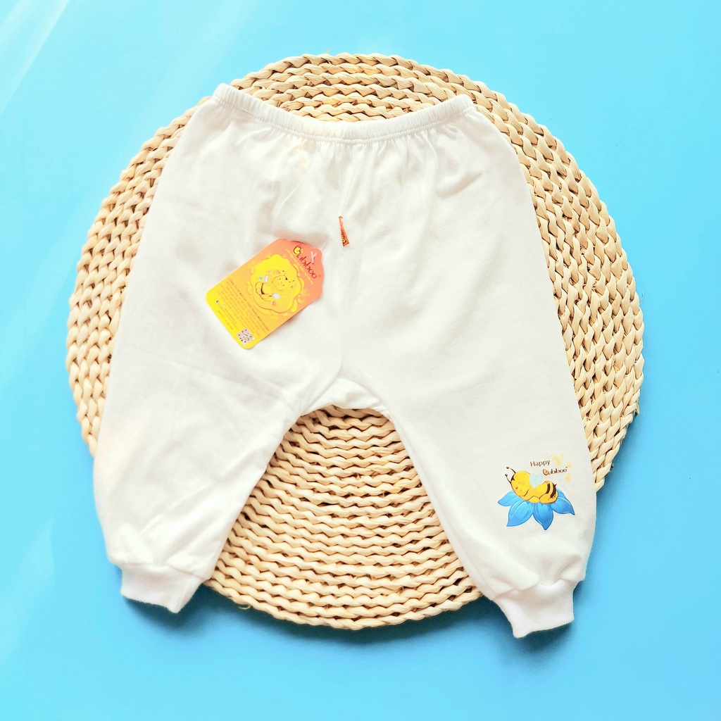 Quần dài bo gấu Babiboo vải 100% cotton cho bé sơ sinh mặc bỉm đủ màu