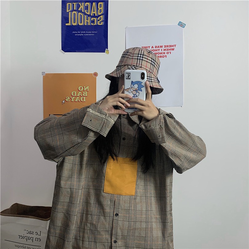 [Hàng Sẵn Sàng] Miễn Phí Vận Chuyển Áo Sơ Mi Nam Nữ 128287Áo Sơ Mi Tay Dài Dáng Rộng Màu Sắc Độc Đáo Phong Cách Retro Hàn Quốc Thời Trang Cho Nữ