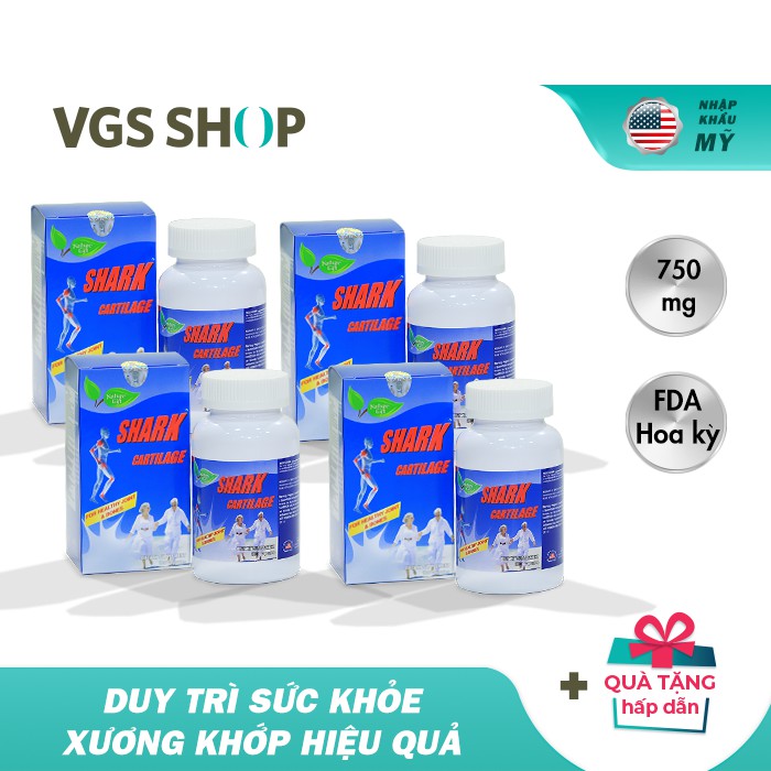 Bộ 4 hộp viên uống sụn cá mập Shark Cartilage Nature Gift 100 viên