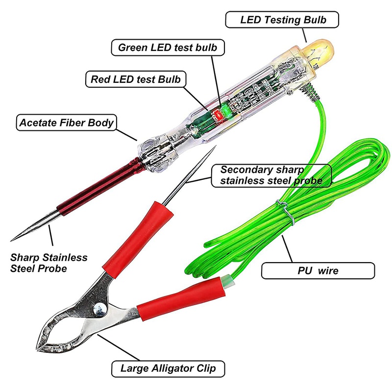 Bộ Dây Thử Điện 6-24V Kèm Đầu Dò Kép 47 Inch Chống Đóng Băng Chuyên Dụng