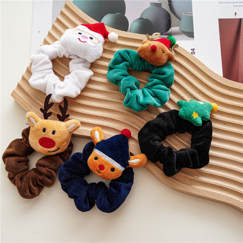 1 dây buộc tóc co giãn hình ông già noel hoạt hình cho bé gái