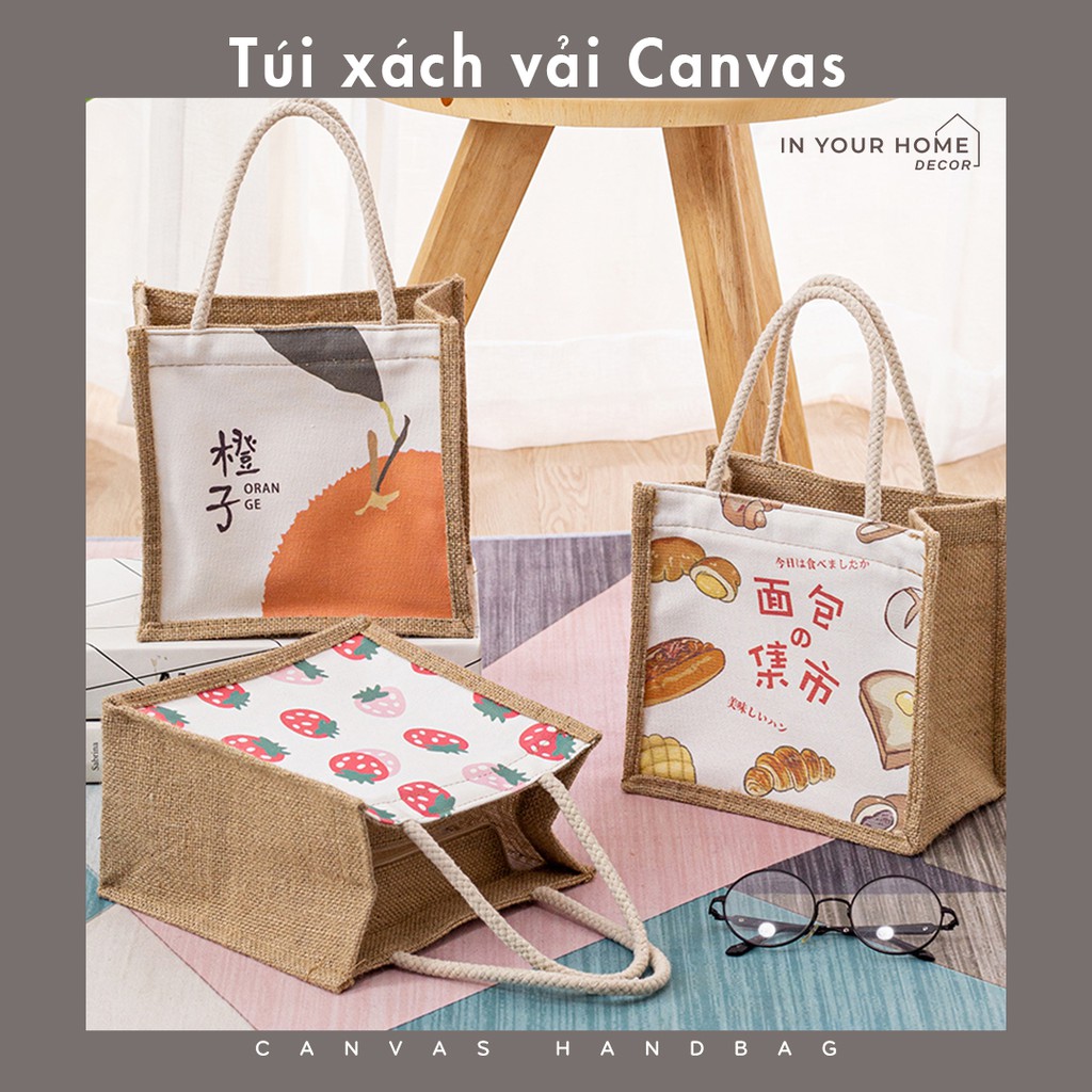 [Mã FASHIONT4WA2 giảm 10K đơn 50K] [DEAL SỐC] Túi Canvas vintage vải họa tiết xinh xắn