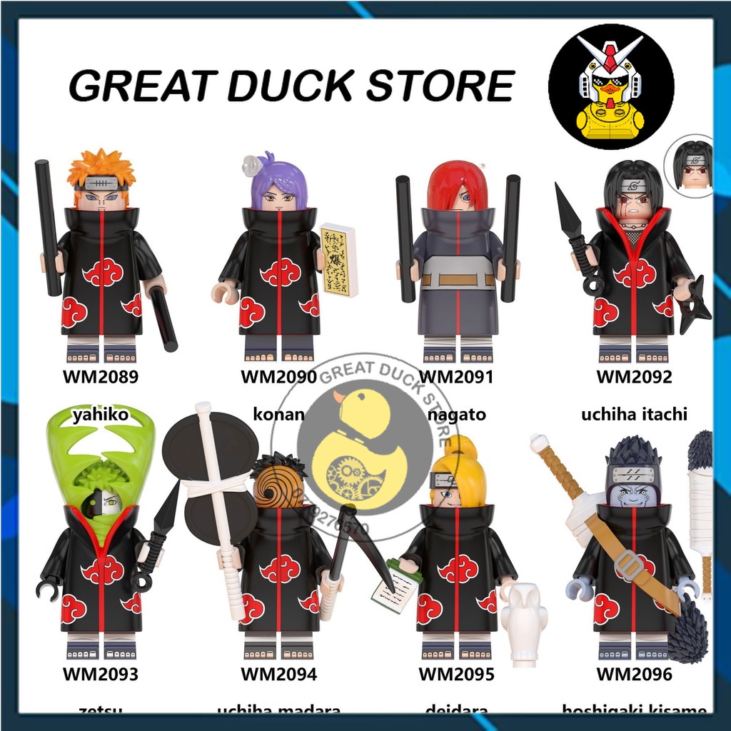 WM6106  Mô Hình Naruto Đồ Chơi Xếp Hình Akatsuki Nagato Madara Yahiko Itachi Konan Zetsu Deidara Kisame