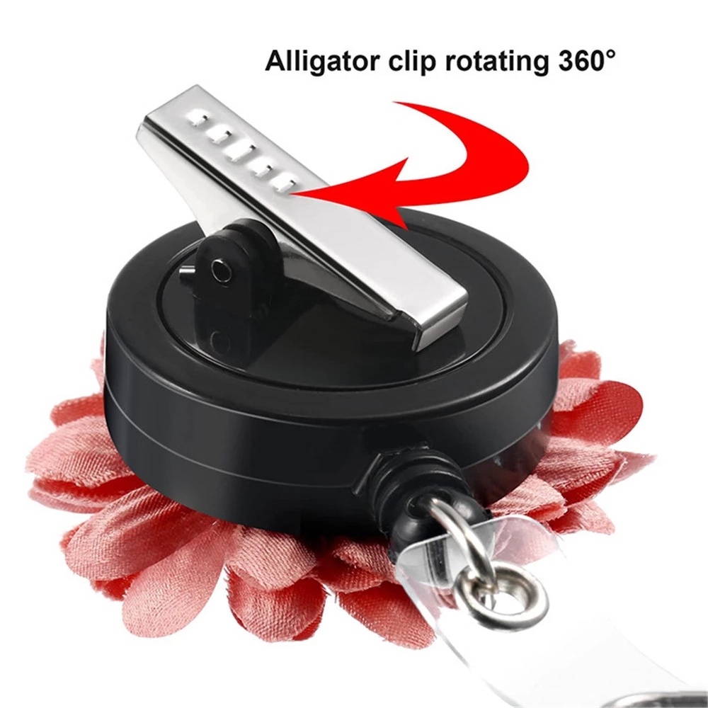 Vỏ đựng thẻ ID thẻ tên hình bông hoa dạng kẹp gắn móc khóa có thể thu gọn đa năng tiện dụng cho văn phòng/y tá bác sĩ