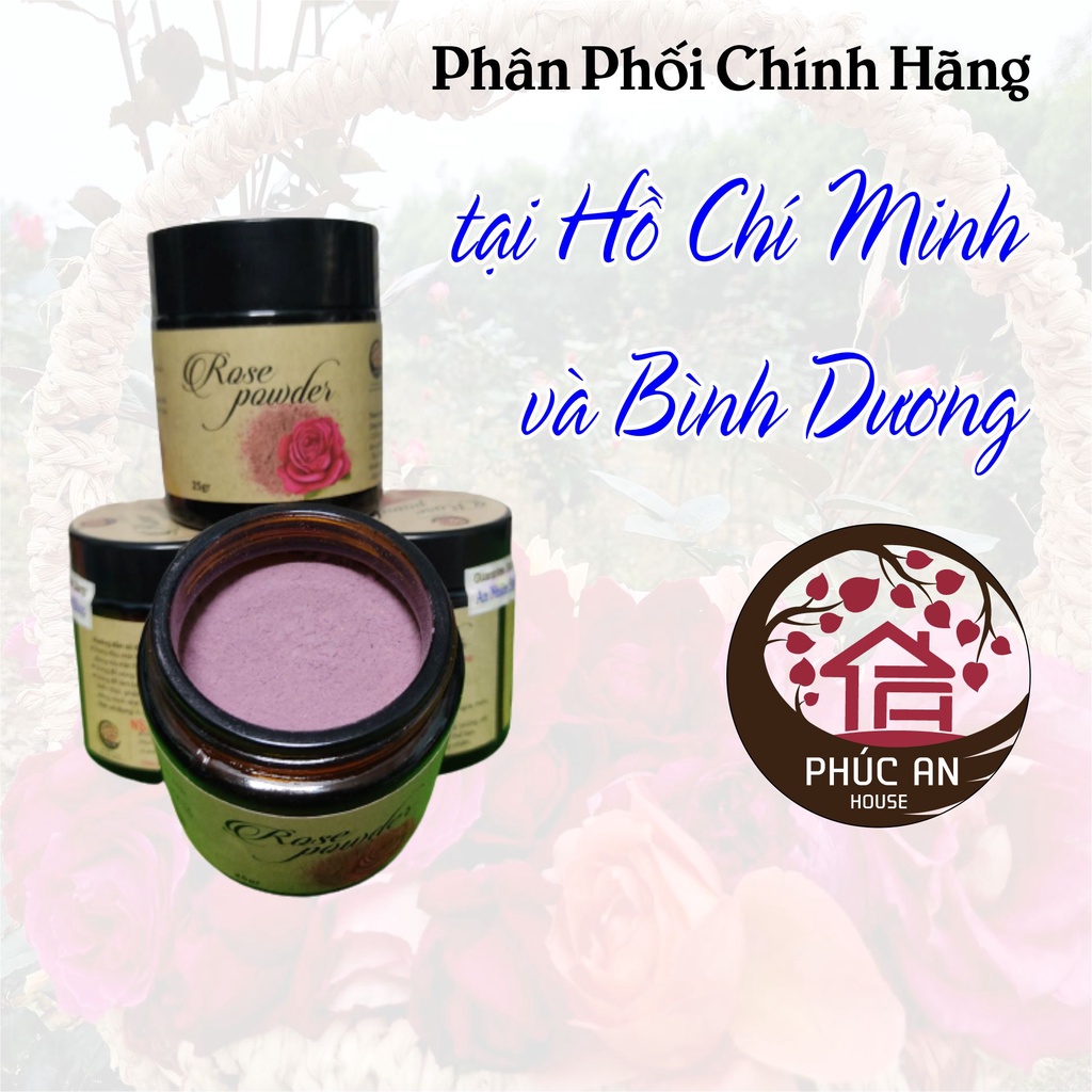 Bột cánh hoa hồng Phúc An House - Rose Powder - hữu cơ - organic - nghiền cối đá granite 25g