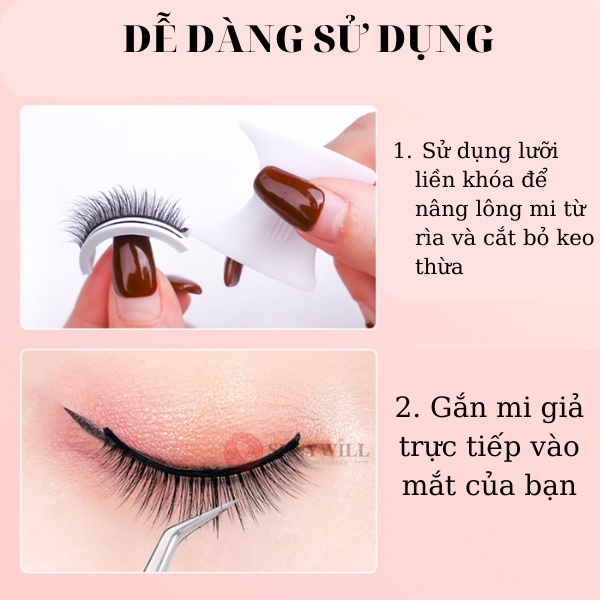 Lông mi giả tự nhiên O.TWO.O không cần keo có thể tái sử dụng tự dính 3 giây 30g cho người mới trang điểm Đậu Jojo