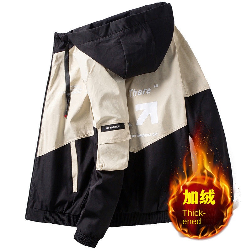 Áo khoác hoodie lót nhung dày dặn dáng rộng thời trang cá tính cho nam