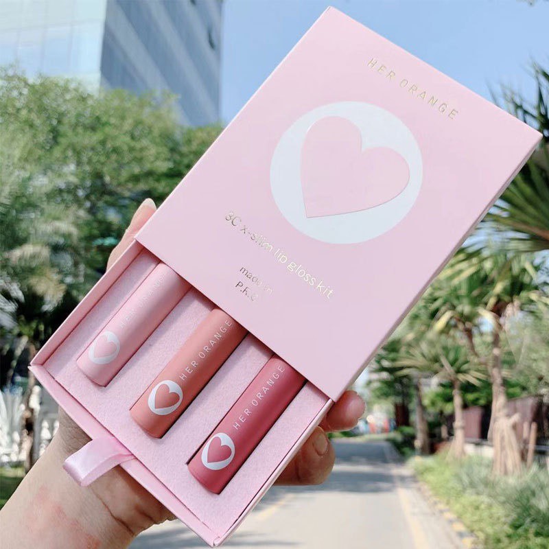 Full set 3 cây son Herorange vỏ hồng phấn 3cx - slim lip gloss kit Tom House | WebRaoVat - webraovat.net.vn