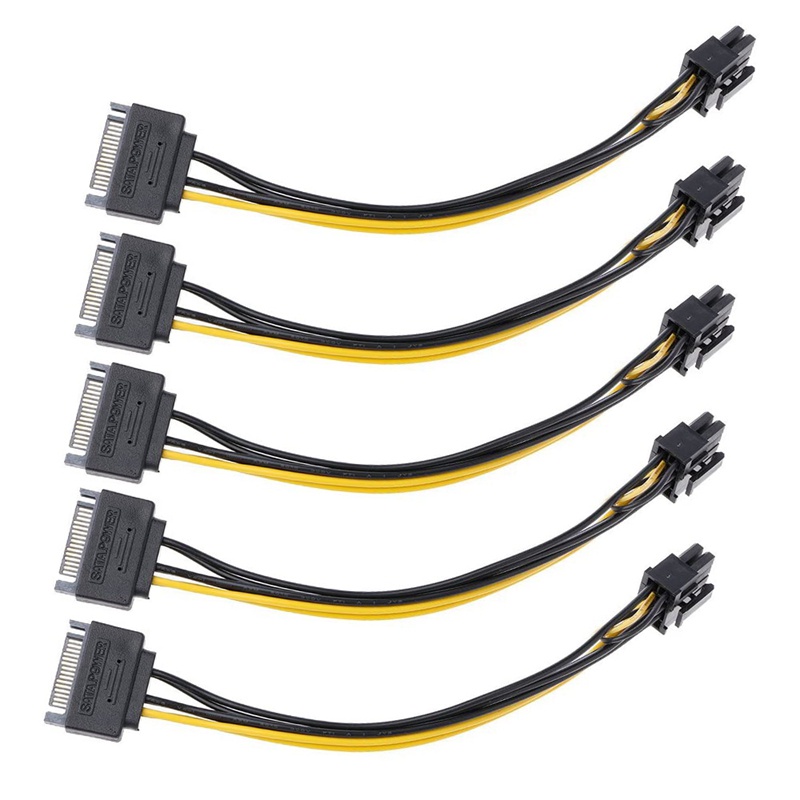 Cáp Chuyển Đổi 15-pin Sata Male Sang 8-pin (6 + 2) Pci-E Power Cable 15cm Sata | BigBuy360 - bigbuy360.vn