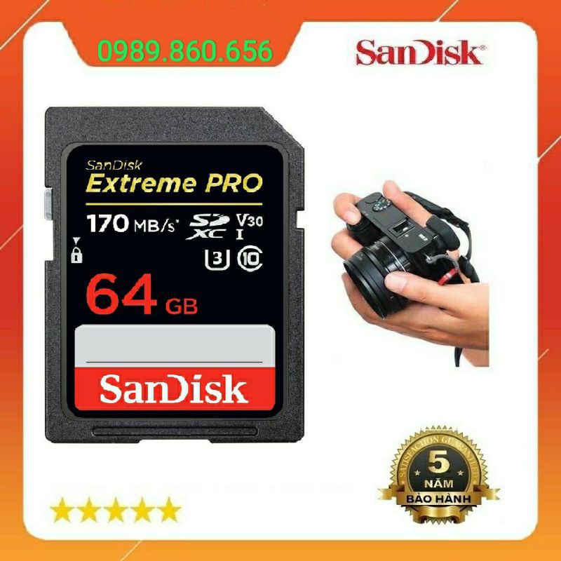 Thẻ nhớ SD Sandisk 32G 64G Ultra Class 10 và Extreme Pro tốc độ cao 4K chuyên dụng cho máy ảnh máy quay