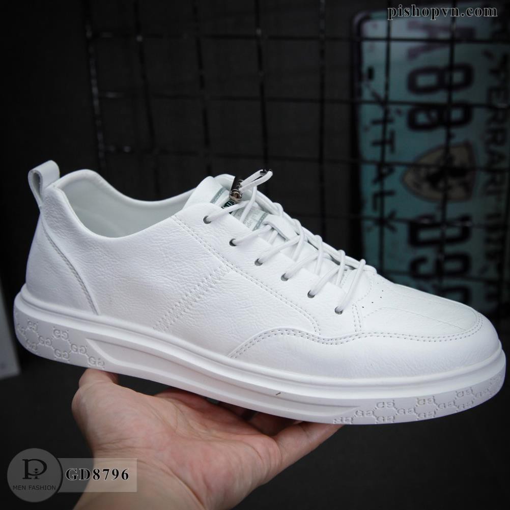 Giày nam sneaker màu trắng chất liệu da mềm êm chân kiểu dáng hàn quốc GD8796