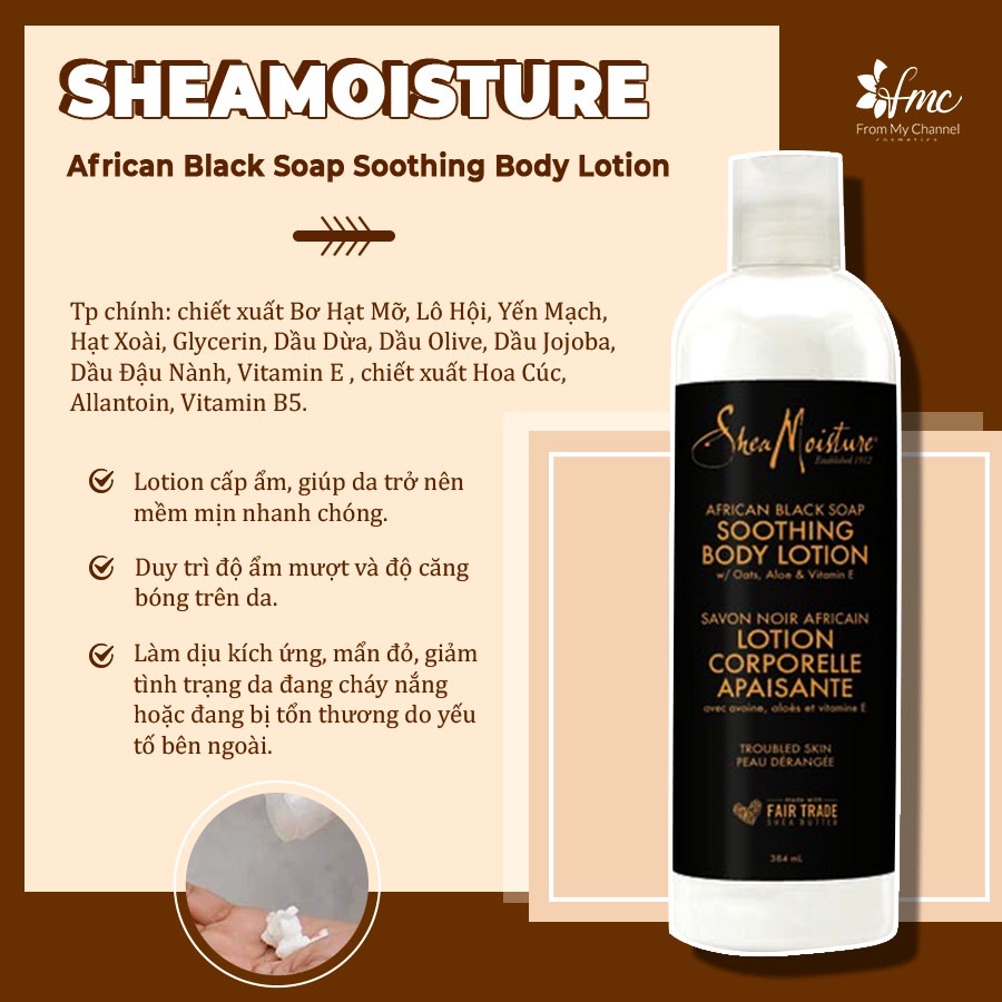 Combo Sữa tắm + Lotion SheaMoisture African Black Soap + Tặng 1 túi chườm giảm đau bụng