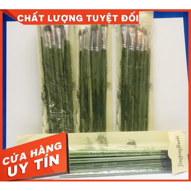 BỘ CỌ LÔNG CHỒN cao cấp 6 CÂY xanh lá
