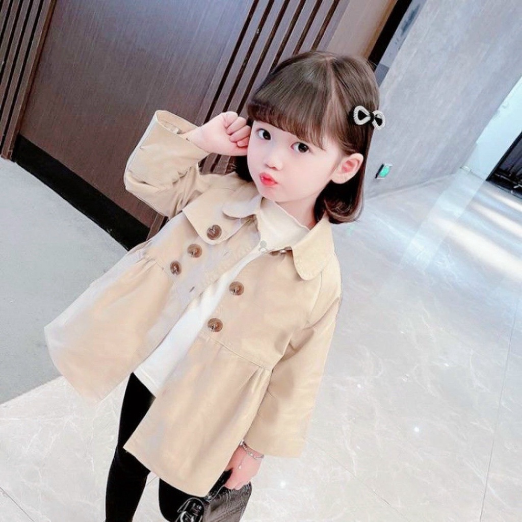 Áo khoác măng to kaki cho bé gái hàng 2 lớp cổ sen tay dài màu bé tôn da cực đáng yêu xinh xắn hàng sẵn fullsize