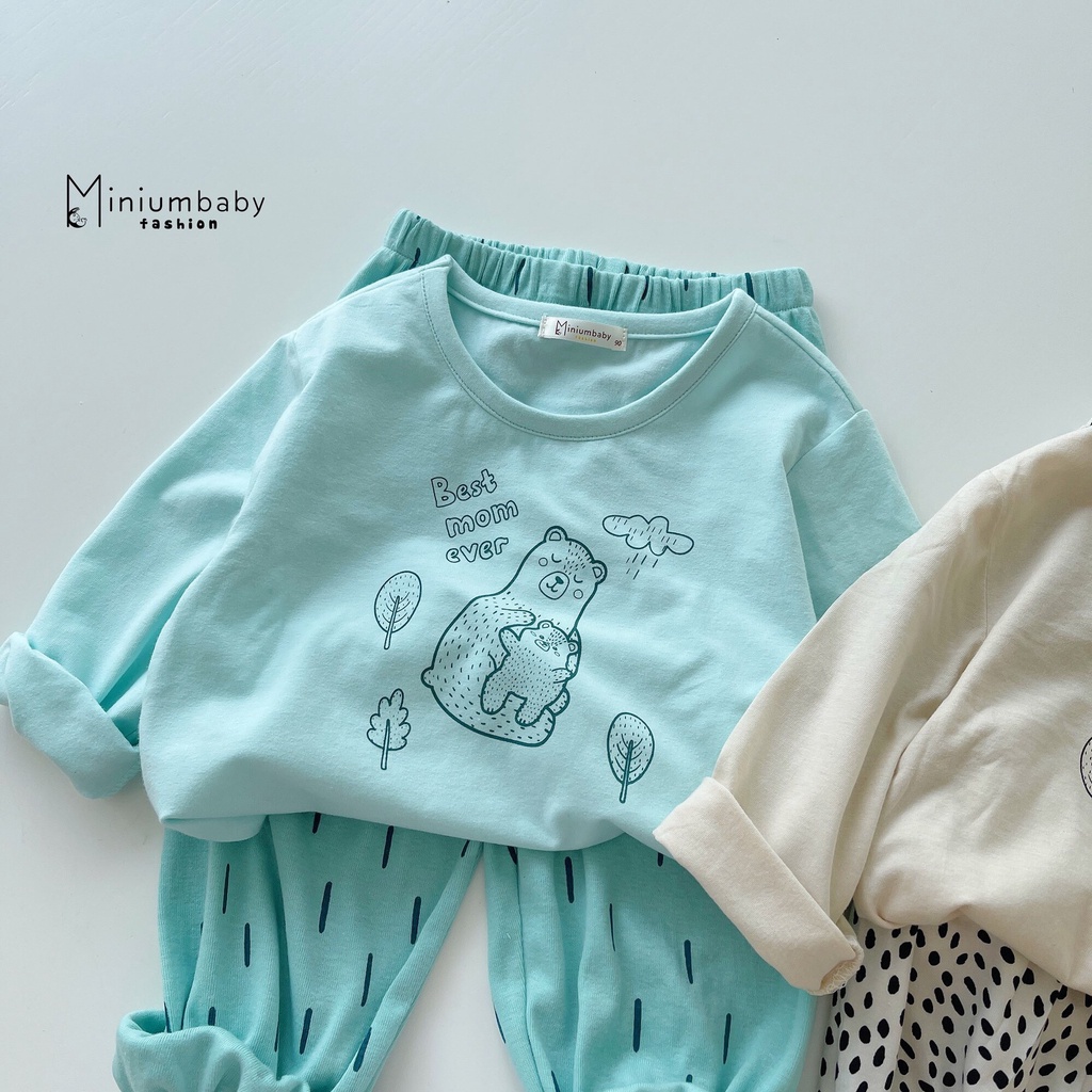 Bộ bé gái thu đông dài tay vải cotton mềm mại cho bé, bộ thun bé gái hoạ tiết dễ thương vải đẹp