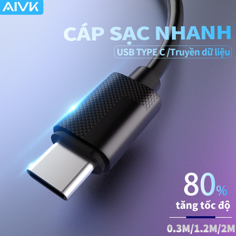 Cáp Sạc Nhanh Và Truyền Dữ Liệu Aivk  Cổng Type C Cho Android 0.3m / 1m / 2m