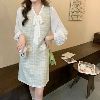 Long Sleeve Short Plaid Dress