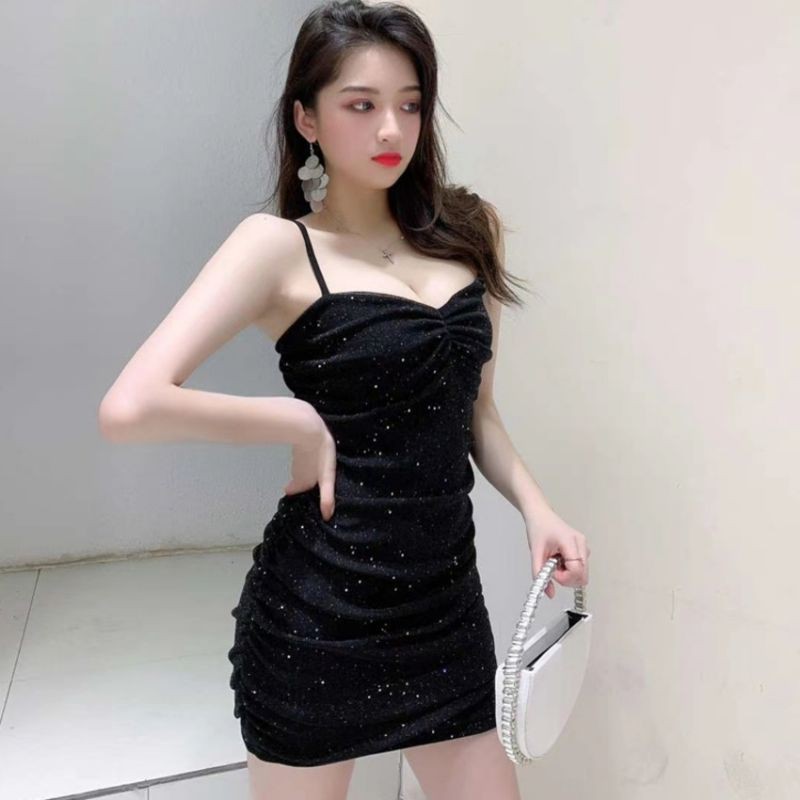 Váy đầm cúp ngực 2 dây ôm body đính kim sa