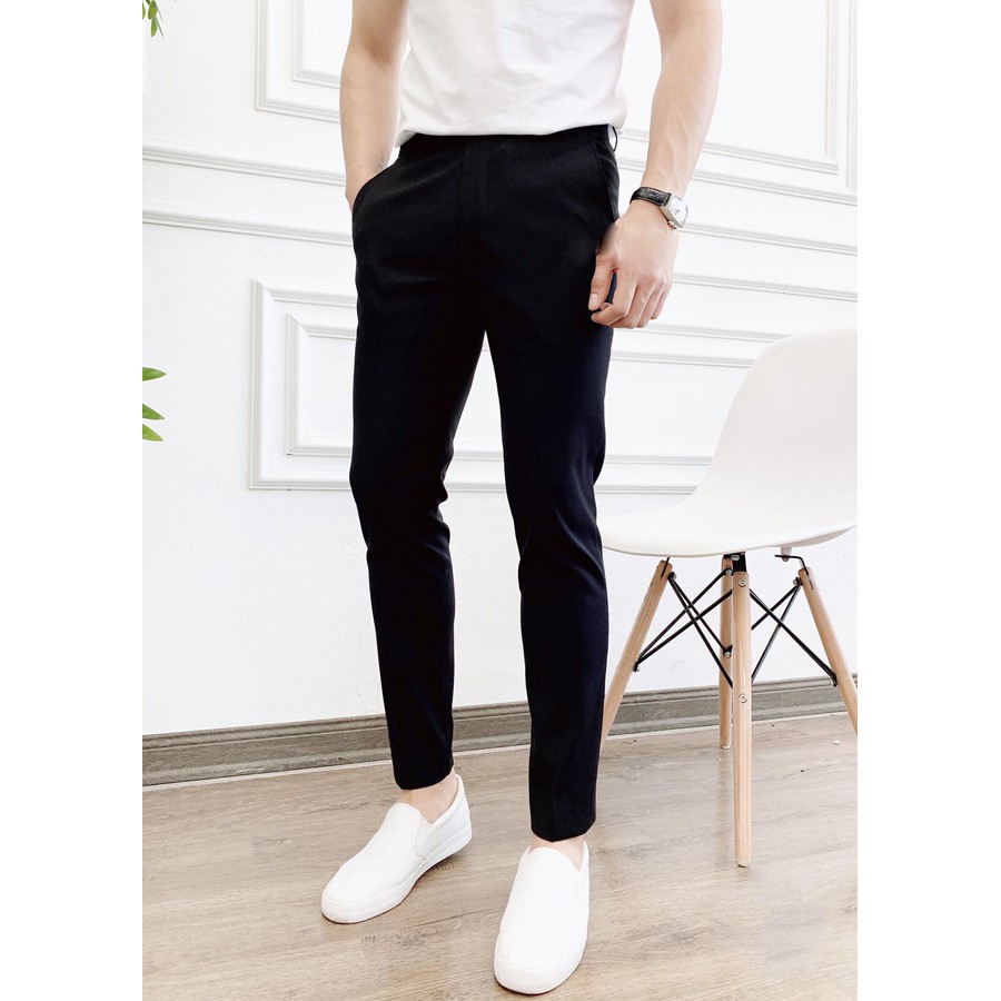 Quần Đũi Nam Slim Fit Ống Côn, Chất Đũi Tăm Dày Co Giãn Cạp Khuy Cài, Fom Đẹp Trẻ Trung