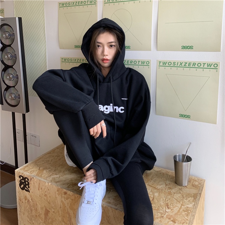 Áo Hoodie Tay Dài Form Rộng Hợp Thời Trang