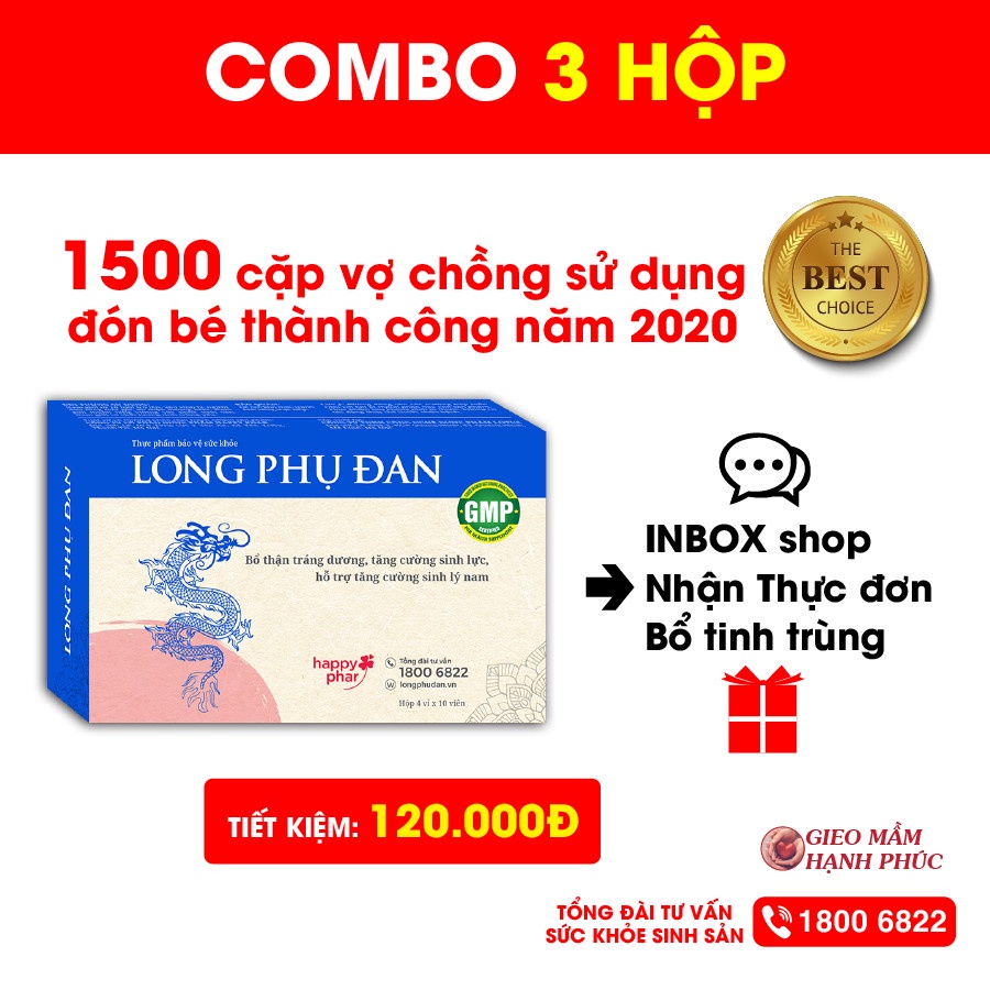 COMBO 3 HỘP LONG PHỤ ĐAN 40 VIÊN TIẾT KIỆM 120k Bổ tinh trùng, tăng cường sinh lý nam, tăng khả năng thụ thai